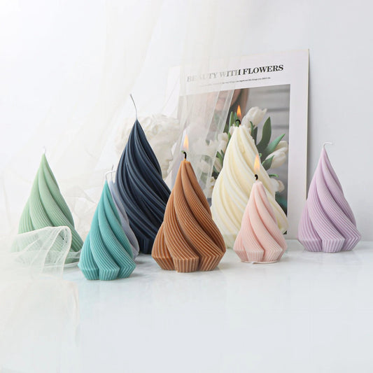 Spiral cone silicone candle mold for sculptural decorative candles