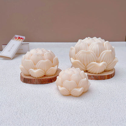 3D Lotus Candle Silicone Mold, Elegant Lotus Flower Plaster Ornament Mold, Flower Hand Soap Mold