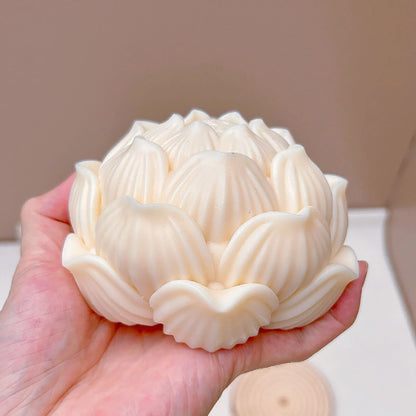 3D Lotus Candle Silicone Mold, Elegant Lotus Flower Plaster Ornament Mold, Flower Hand Soap Mold