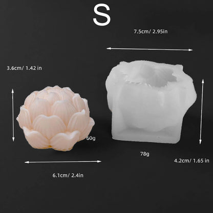 3D lotus silicone candle mold for elegant floral aromatherapy candles