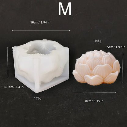 3D Lotus Candle Silicone Mold, Elegant Lotus Flower Plaster Ornament Mold, Flower Hand Soap Mold