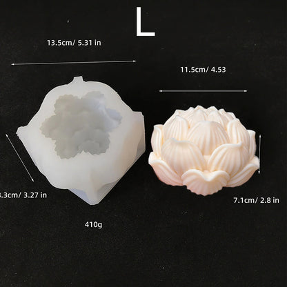 3D Lotus Candle Silicone Mold, Elegant Lotus Flower Plaster Ornament Mold, Flower Hand Soap Mold