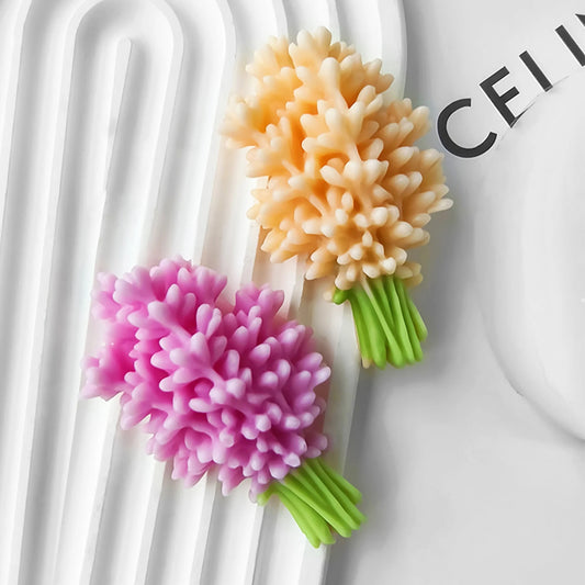 3D lavender bouquet silicone mould 6x8cm for candle wax embeds, soap, and resin