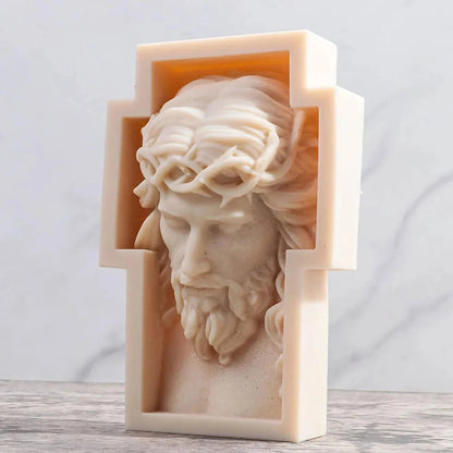 Bloom Creations Jesus Christ Silicone Mold for Candle Making, Soap Crafting, Resin Art, Plaster Ornaments, DIY Religious Decor, Cross Shaped Mould for Home & Gifting