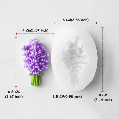3D Lavender Bouquet Silicone Mould – DIY Candle Wax Embed, Soap, Resin, Fondant Cake Decoration Flower Mould | 6×8cm