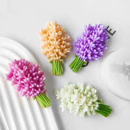 3D Lavender Bouquet Silicone Mould – DIY Candle Wax Embed, Soap, Resin, Fondant Cake Decoration Flower Mould | 6×8cm