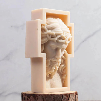 Bloom Creations Jesus Christ Silicone Mold for Candle Making, Soap Crafting, Resin Art, Plaster Ornaments, DIY Religious Decor, Cross Shaped Mould for Home & Gifting