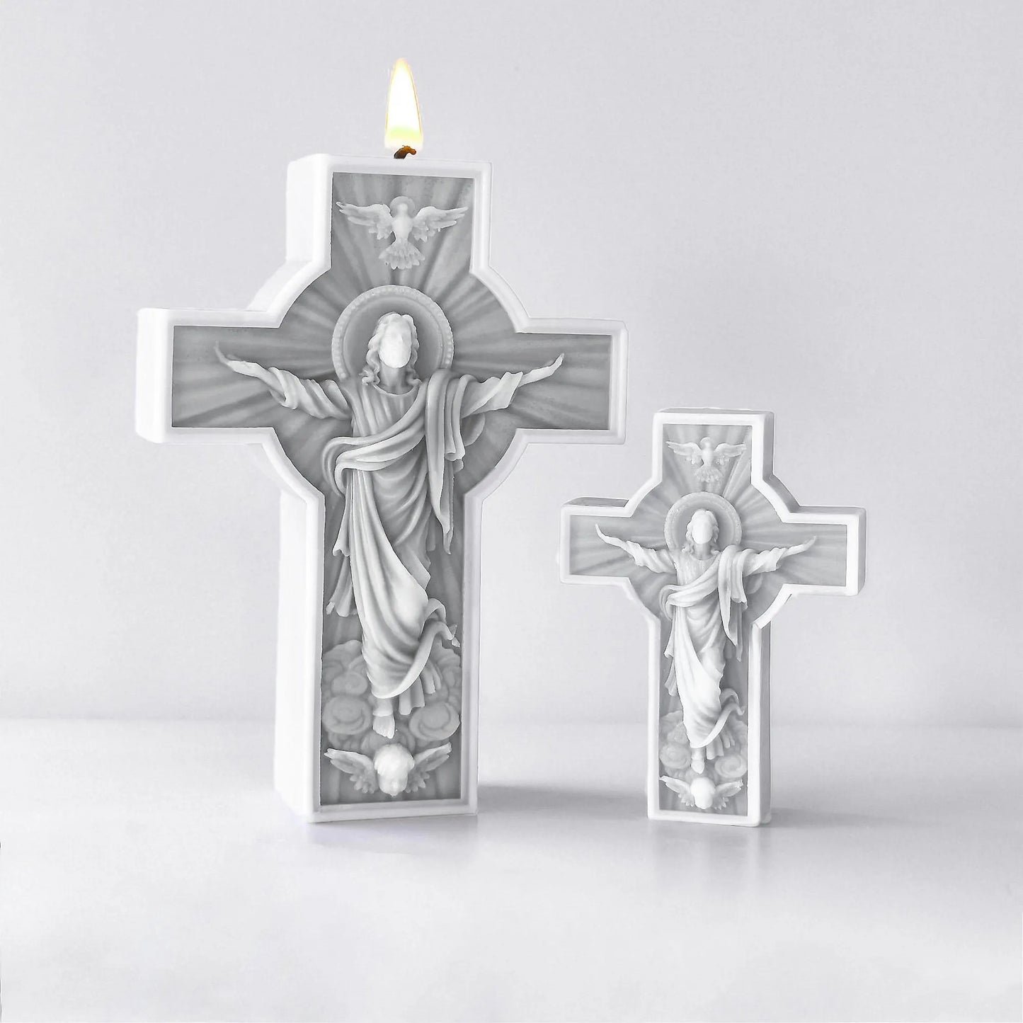 Jesus Christ Cross Silicone Mold for DIY Resin Art, Candle Making, Soap Crafting, Plaster Casting, and Epoxy Projects, Flexible Reusable Craft Mould for Home Decor and Spiritual Gifts