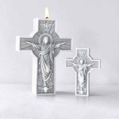 Jesus Christ Cross Silicone Mold for DIY Resin Art, Candle Making, Soap Crafting, Plaster Casting, and Epoxy Projects, Flexible Reusable Craft Mould for Home Decor and Spiritual Gifts