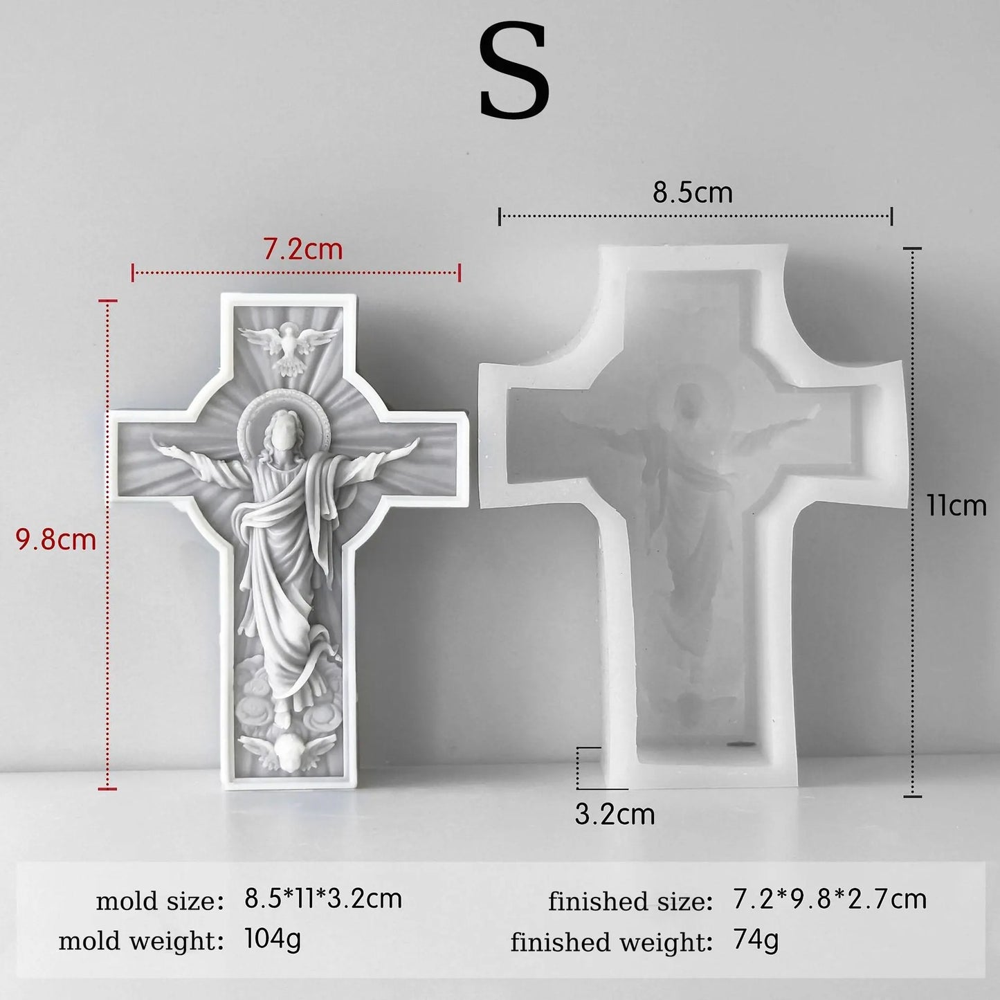 Jesus Christ Cross Silicone Mold for DIY Resin Art, Candle Making, Soap Crafting, Plaster Casting, and Epoxy Projects, Flexible Reusable Craft Mould for Home Decor and Spiritual Gifts