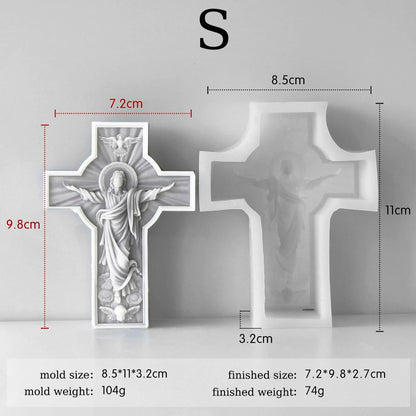 Jesus Christ Cross Silicone Mold for DIY Resin Art, Candle Making, Soap Crafting, Plaster Casting, and Epoxy Projects, Flexible Reusable Craft Mould for Home Decor and Spiritual Gifts