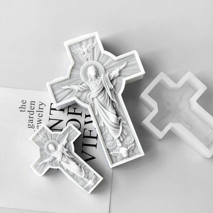 Jesus Christ cross silicone mold for DIY candle, soap, resin, and spiritual gifts