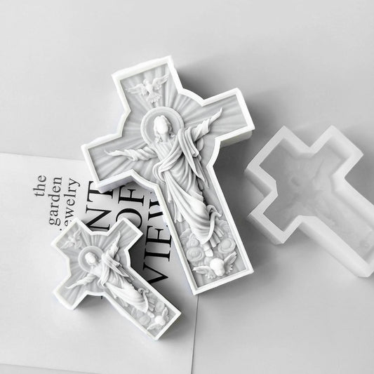 Jesus Christ cross silicone mold for DIY candle, soap, resin, and spiritual gifts