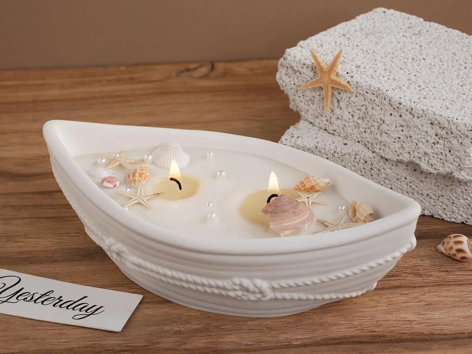 Boat-shaped silicone candle mold for decorative handmade candles
