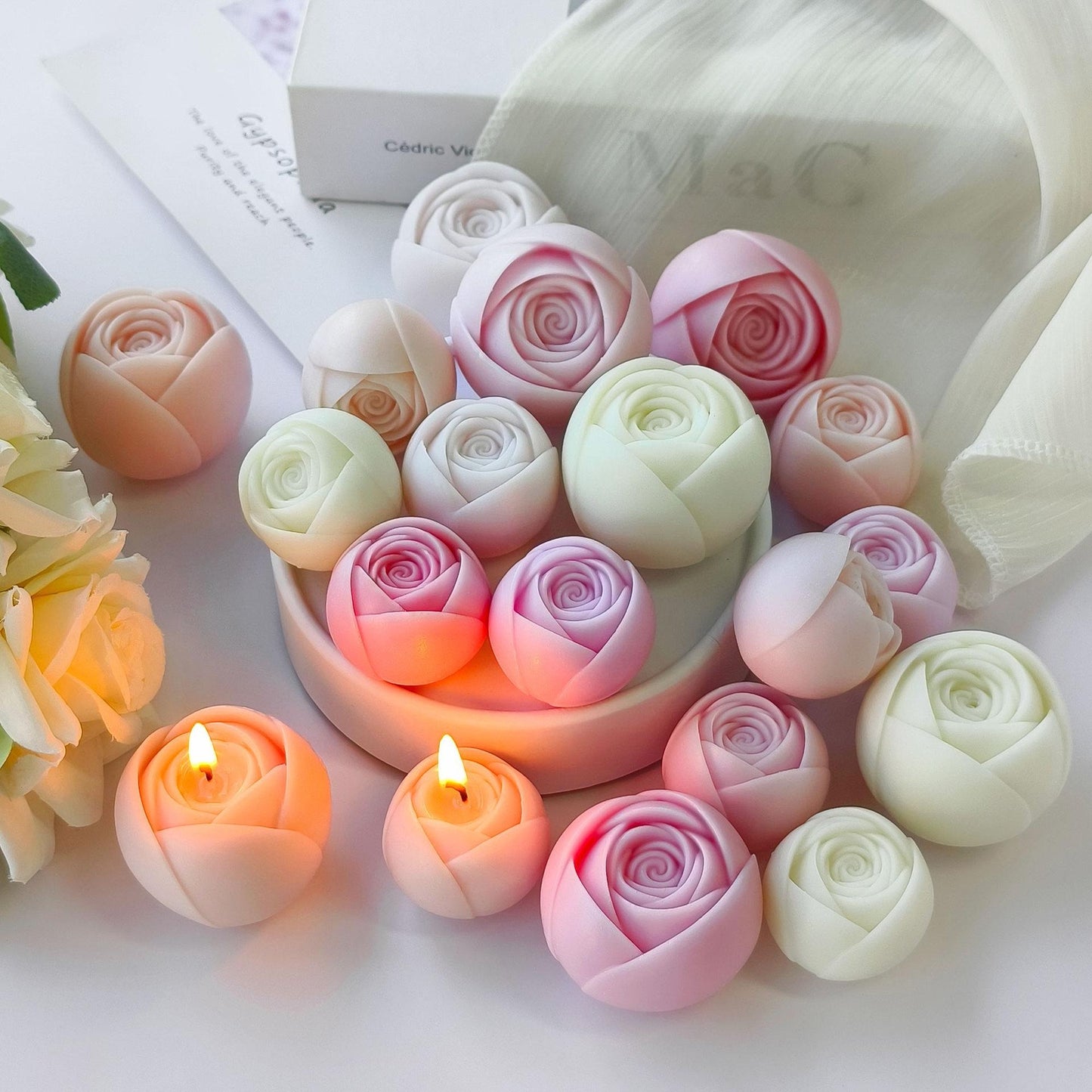 3D Rose Candle Silicone Mold-Rose Flowers Candle Mold-Rose Bouquet Candle Mold-Valentine Rose Candle Mold-Aromatherapy Plaster Decor Mold