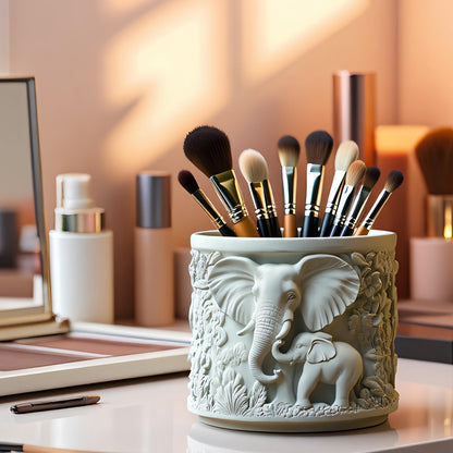 Mother Elephant Silicone Mold | 11cm Family Calf Candle Wax Planter Brush Holder