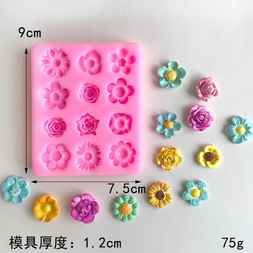 12-Cavity Flower Silicone Mould – Mixed Floral Shapes for Candles, Resin & Soap