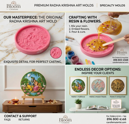 Premium Radha Krishna Art Mold by Bloom Creations – silicone mold for resin and candle casting