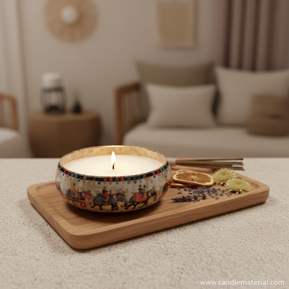 Elephant candle bowl in cozy spa home interior