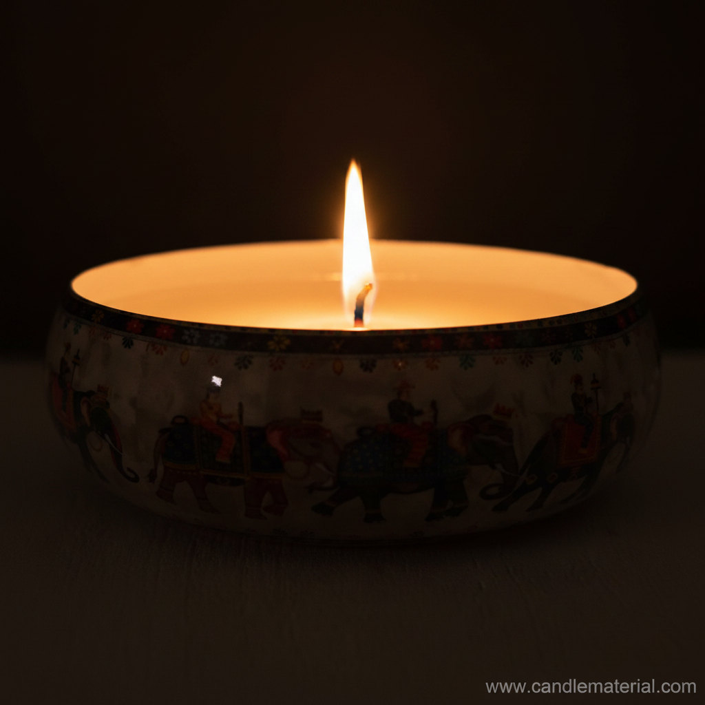 Elephant bowl with lit candle, dark moody background