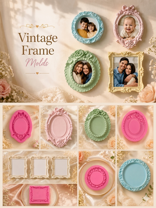 Vintage Frame Molds collection – oval, round and rectangular silicone molds by Bloom Creations