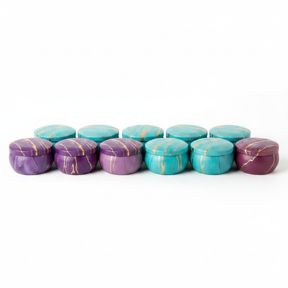 Marble candle tins studio shot all color variants