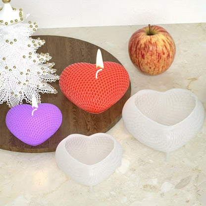 Bubble Texture Heart Candle Silicone Mould – 3 Sizes