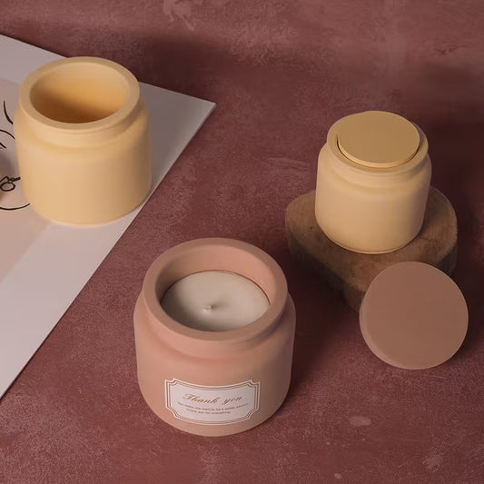 Candle Jar Silicone Mould with Lid – Concrete, Plaster & Wax Candle Vessel Mould