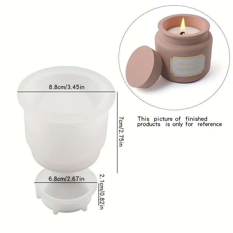 Candle Jar Silicone Mould with Lid – Concrete, Plaster & Wax Candle Vessel Mould