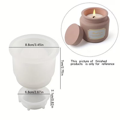 Candle Jar Silicone Mould with Lid – Concrete, Plaster & Wax Candle Vessel Mould