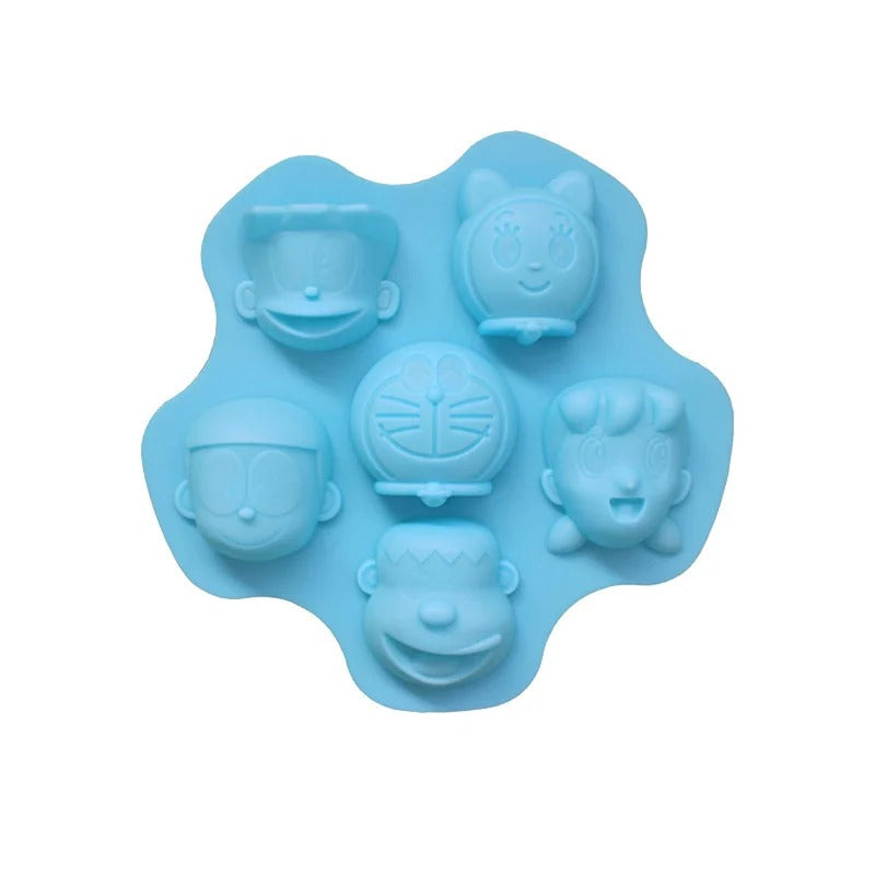 7-Cavity Cartoon Character Face Silicone Mould for Candles & Soap