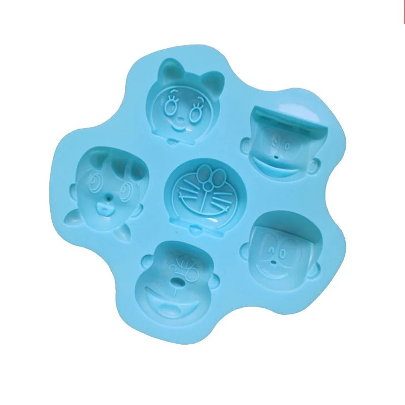 7-Cavity Cartoon Character Face Silicone Mould for Candles & Soap