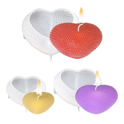 Bubble Texture Heart Candle Silicone Mould – 3 Sizes