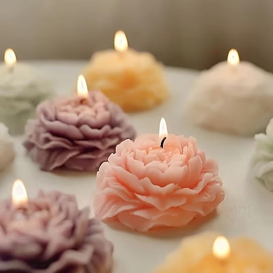 Peony Rose Flower Silicone Candle Mould – 7.5cm Blooming Flower Mould