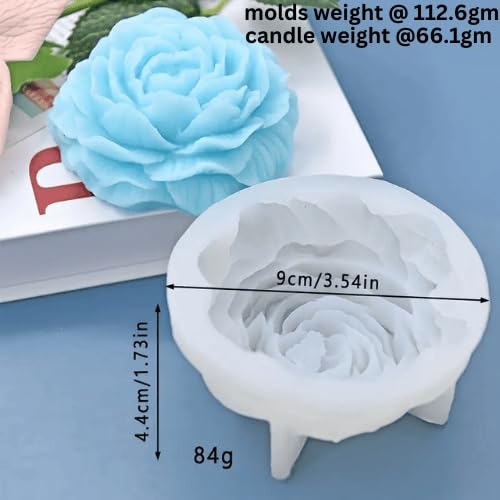 Large Rose Flower Silicone Candle Mould — finished candle | Bloom Creations India