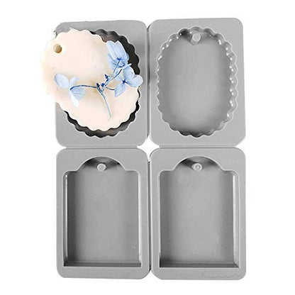 4-Cavity Scalloped Oval & Gift Tag Silicone Mould – Wax Sachet & Resin Hanging Mould