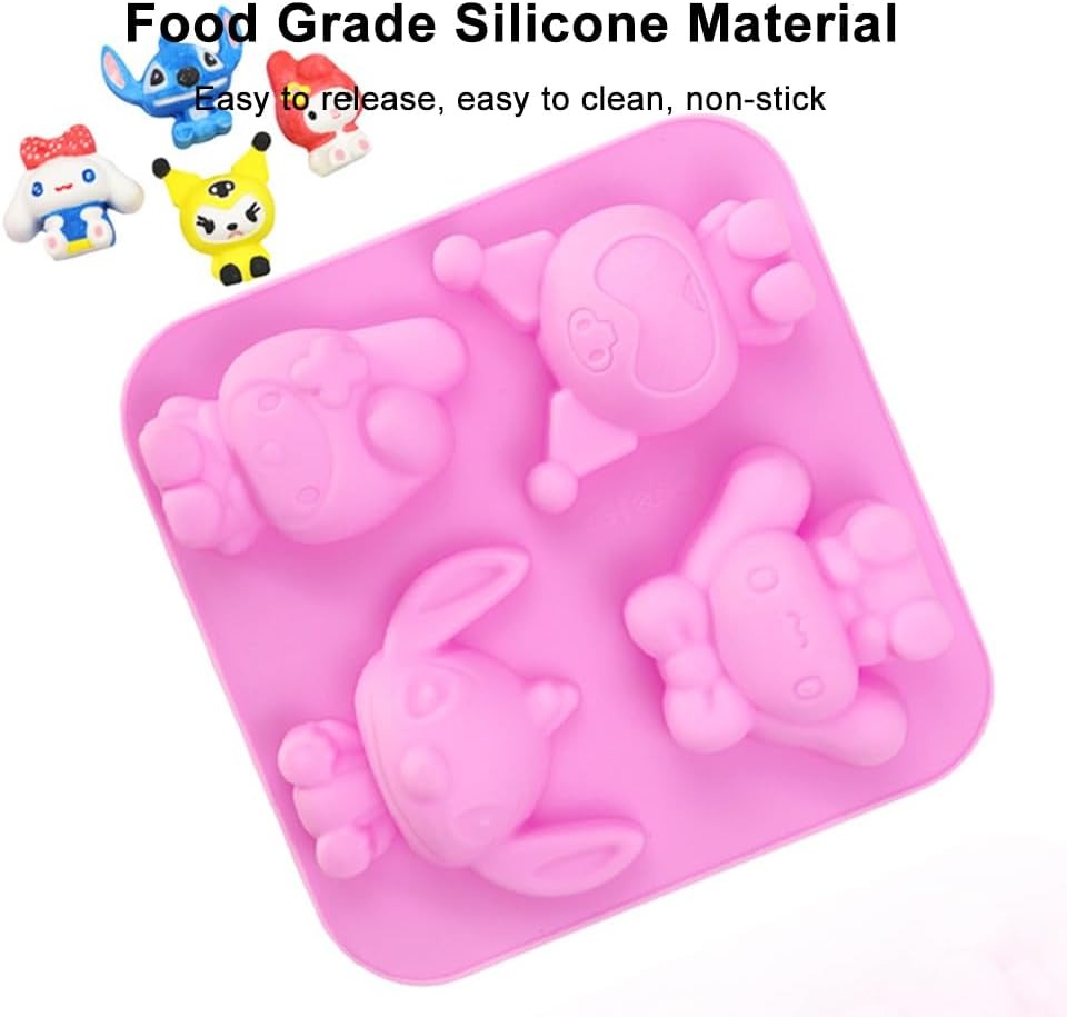 3D Sanrio & Friends Silicone Mould – 4-Cavity Candle, Soap & Resin Mould