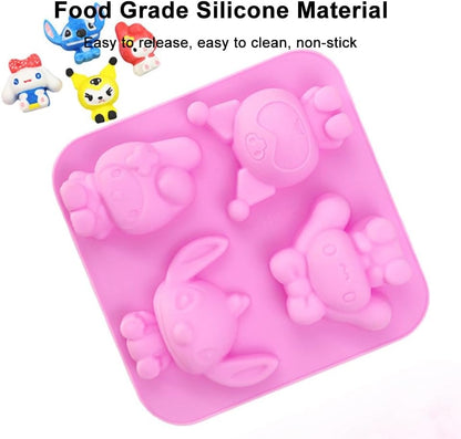 3D Sanrio & Friends Silicone Mould – 4-Cavity Candle, Soap & Resin Mould