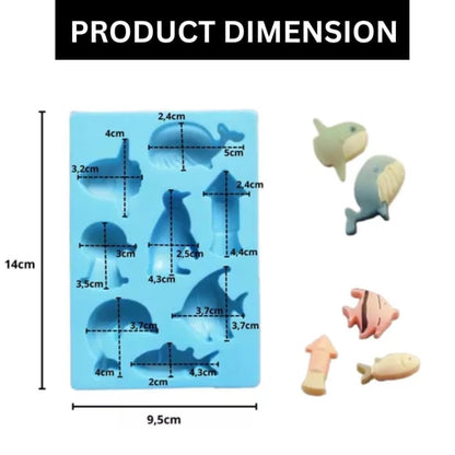 Ocean Animals Silicone Mould – 10 Cavity | Candle, Soap, Chocolate & Ice Mould