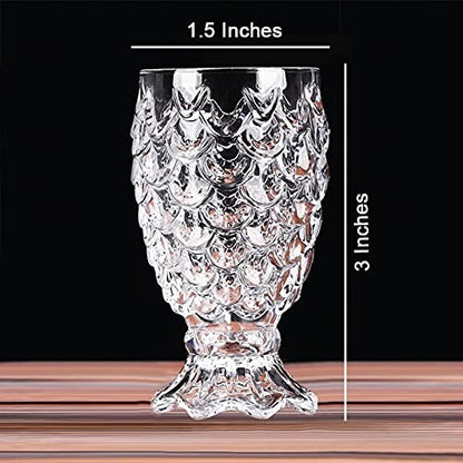 Set of 6 Fishtail Pineapple Design Shot Glasses 35ml – Heavy Base Crystal Clear Glass