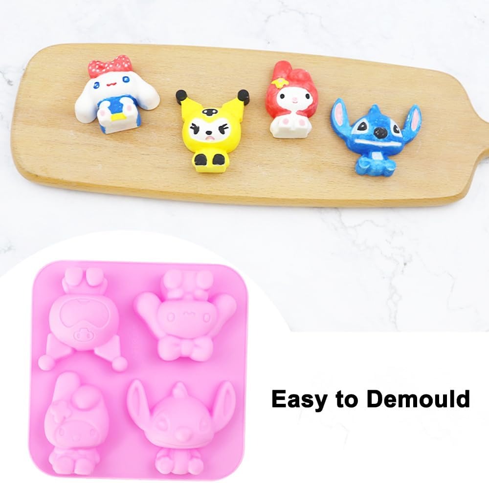 3D Sanrio & Friends Silicone Mould – 4-Cavity Candle, Soap & Resin Mould