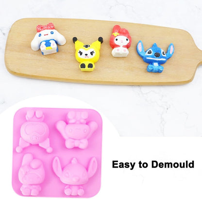 3D Sanrio & Friends Silicone Mould – 4-Cavity Candle, Soap & Resin Mould