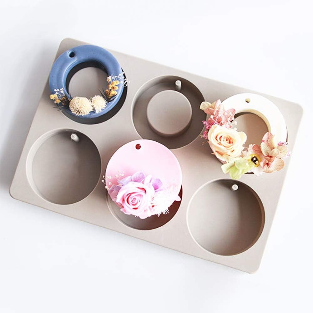 6-Cavity Round Silicone Mould – Solid & Hollow Circle Wax Sachet Mould with Hanging Hole