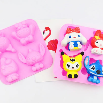 3D Sanrio & Friends Silicone Mould – 4-Cavity Candle, Soap & Resin Mould
