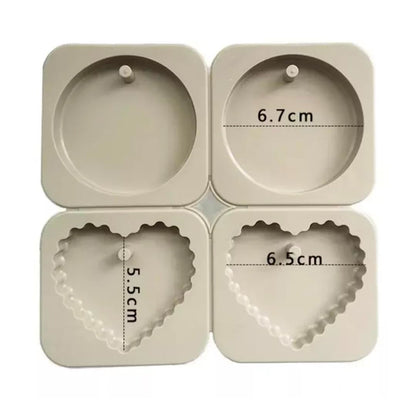 4-in-1 Wax Sachet Silicone Mould – Round & Scalloped Heart (2+2 Cavity)