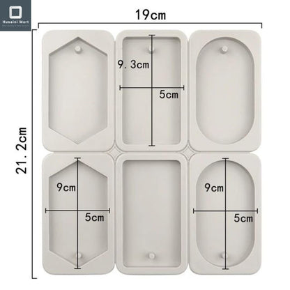 6-Cavity Mixed Shape Wax Sachet Silicone Mould – Oval, Rectangle & Hexagon Tag with Hanging Hole