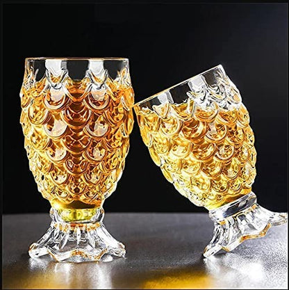 Set of 6 Fishtail Pineapple Design Shot Glasses 35ml – Heavy Base Crystal Clear Glass