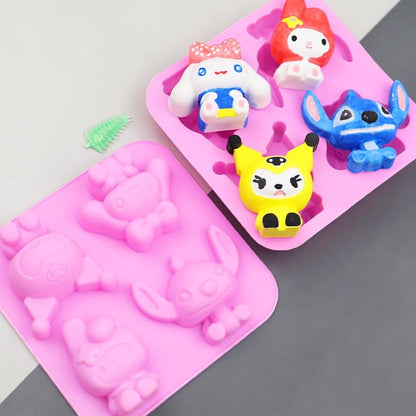 3D Sanrio & Friends Silicone Mould – 4-Cavity Candle, Soap & Resin Mould