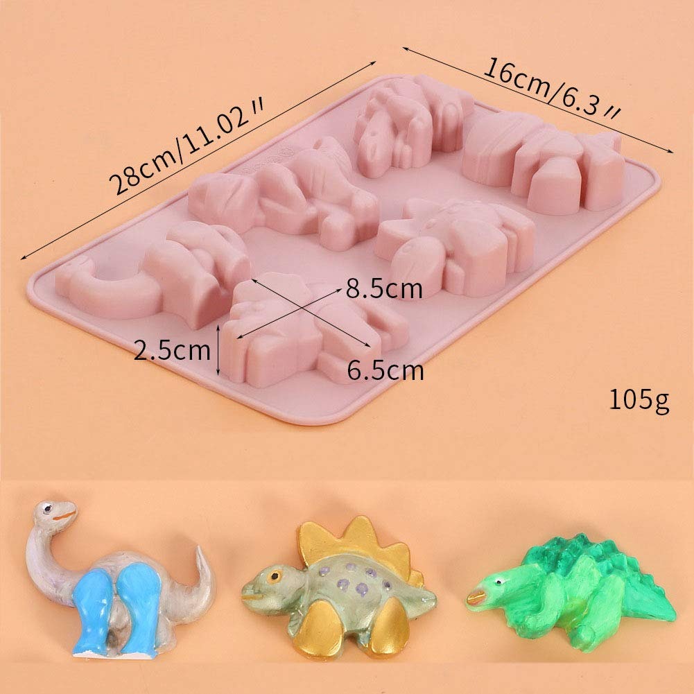 3D Dinosaur Silicone Mould – 6-Cavity Large Candle, Soap & Resin Mould