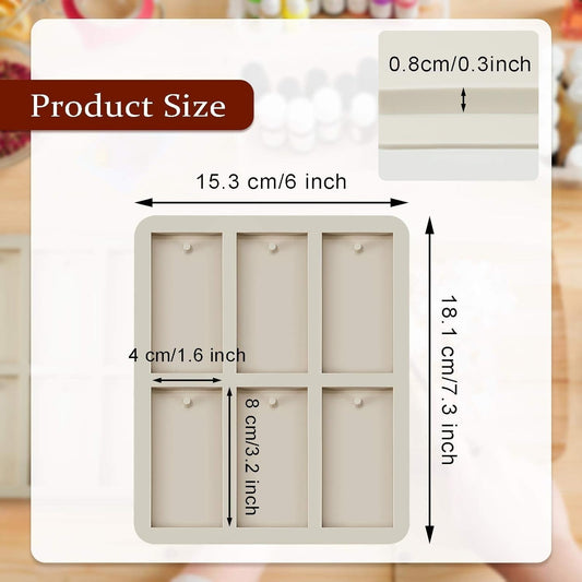 6-Cavity Rectangle Wax Tablet Silicone Mould – Hanging Tag Mould for Wax Sachets & Resin
